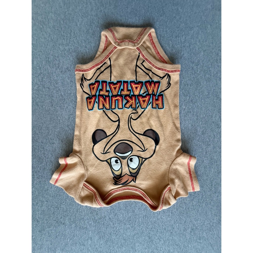 Disney Baby Lion King Timon Hakuna Matata Bodysuit Tan Red Stitch 3-6M